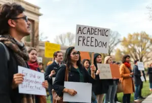 University of Arizona faculty and students protesting against federal education funding compact