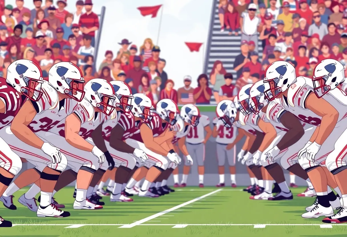 University of Arizona football team offensive line during a game