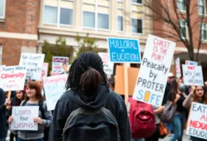 Students protesting at the University of Arizona against diversity policy restrictions