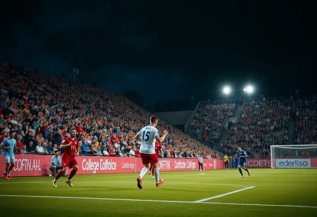 Scene from the University of Arizona women's soccer match against Arizona State, featuring players and cheering fans.