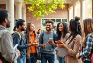 Students discussing ideas on campus at the University of Arizona
