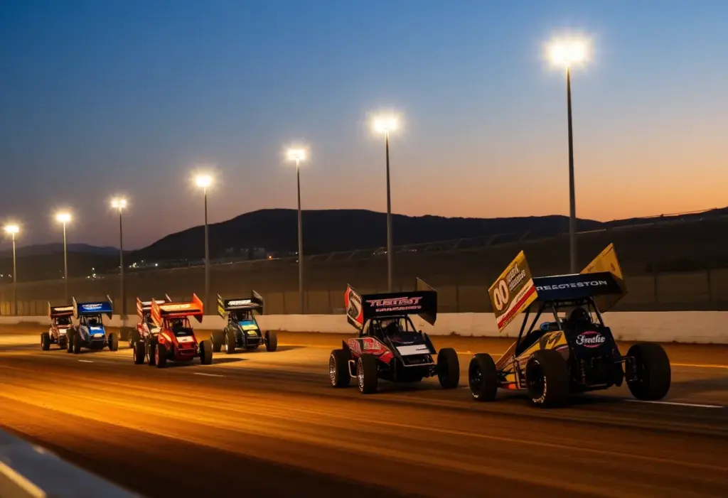 Sprint cars racing at the USAC Championships in Tucson