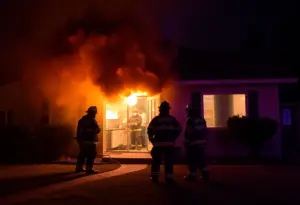 Firefighters working to extinguish a kitchen fire in Vail, AZ